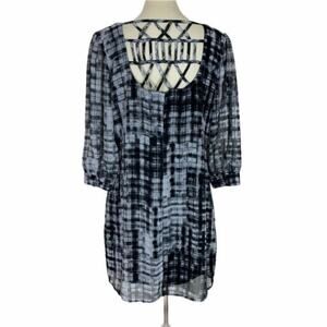 Black Tunic Shirt Large Sheer Sleeves Capsule Minimalist Want and Need